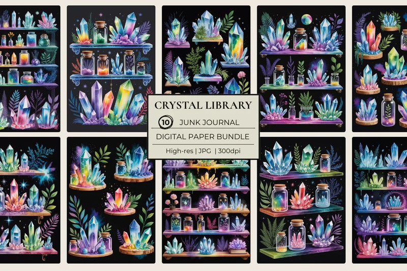 Crystal Library Junk Journal Papers - CraftNest - Digital Crafting and Art