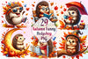 Autumn Funny Hedgehog Clipart Bundle 2