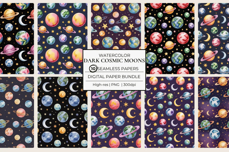 Dark Cosmic Patterns Seamless Papers - CraftNest - Digital Crafting and Art