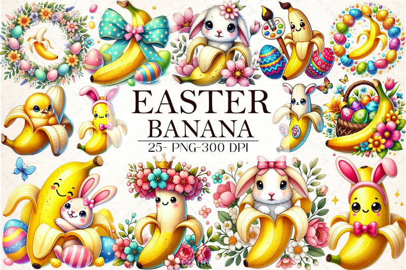 Easter Banana Clipart Bundle - CraftNest - Digital Crafting and Art