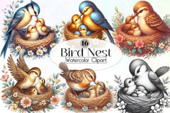 Bird Nest Clipart Bundle - CraftNest - Digital Crafting and Art