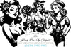 Ink Drawn Black Pin Up Clipart Bundle