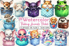 Peeking Animals Pocket Clipart Bundle - CraftNest - Digital Crafting and Art