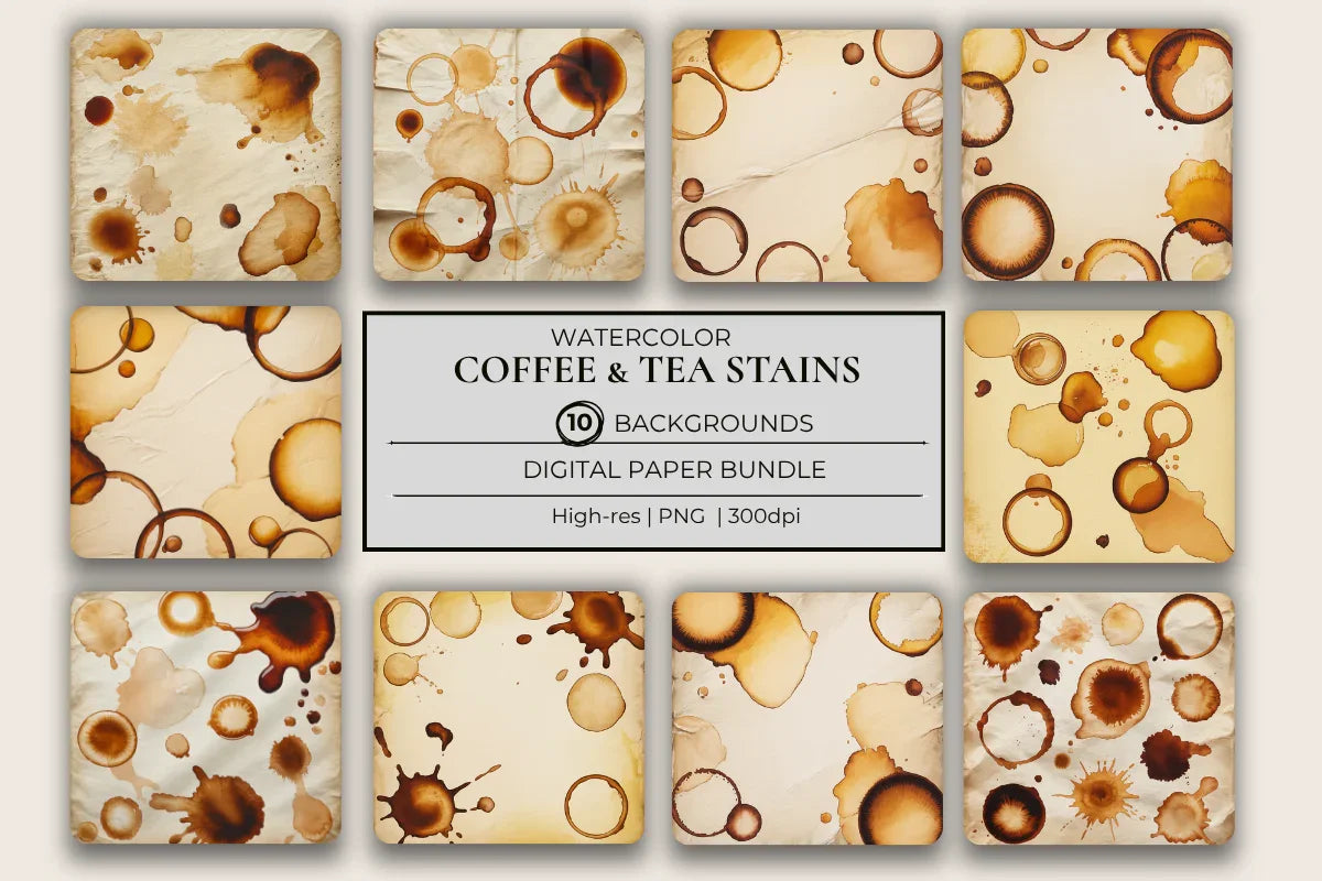Coffee Stains Background Papers - CraftNest - Digital Crafting and Art
