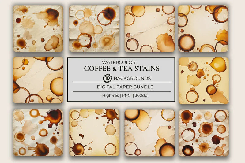 Coffee Stains Background Papers - CraftNest - Digital Crafting and Art