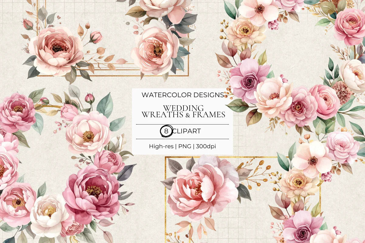 Wedding Wreaths & Frames Clipart - CraftNest - Digital Crafting and Art