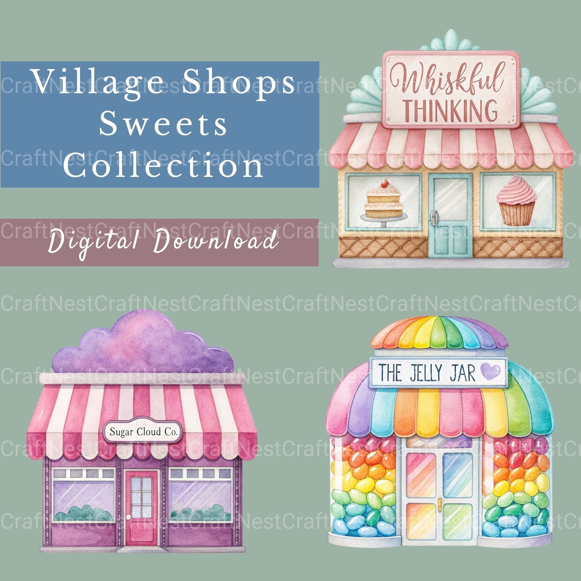 Village Shops Sweet Treats Clipart Bundle