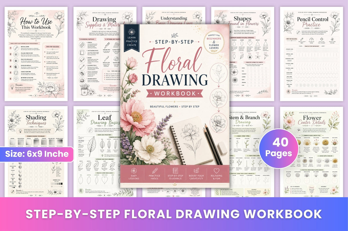 Step By Step Floral Drawing Workbook