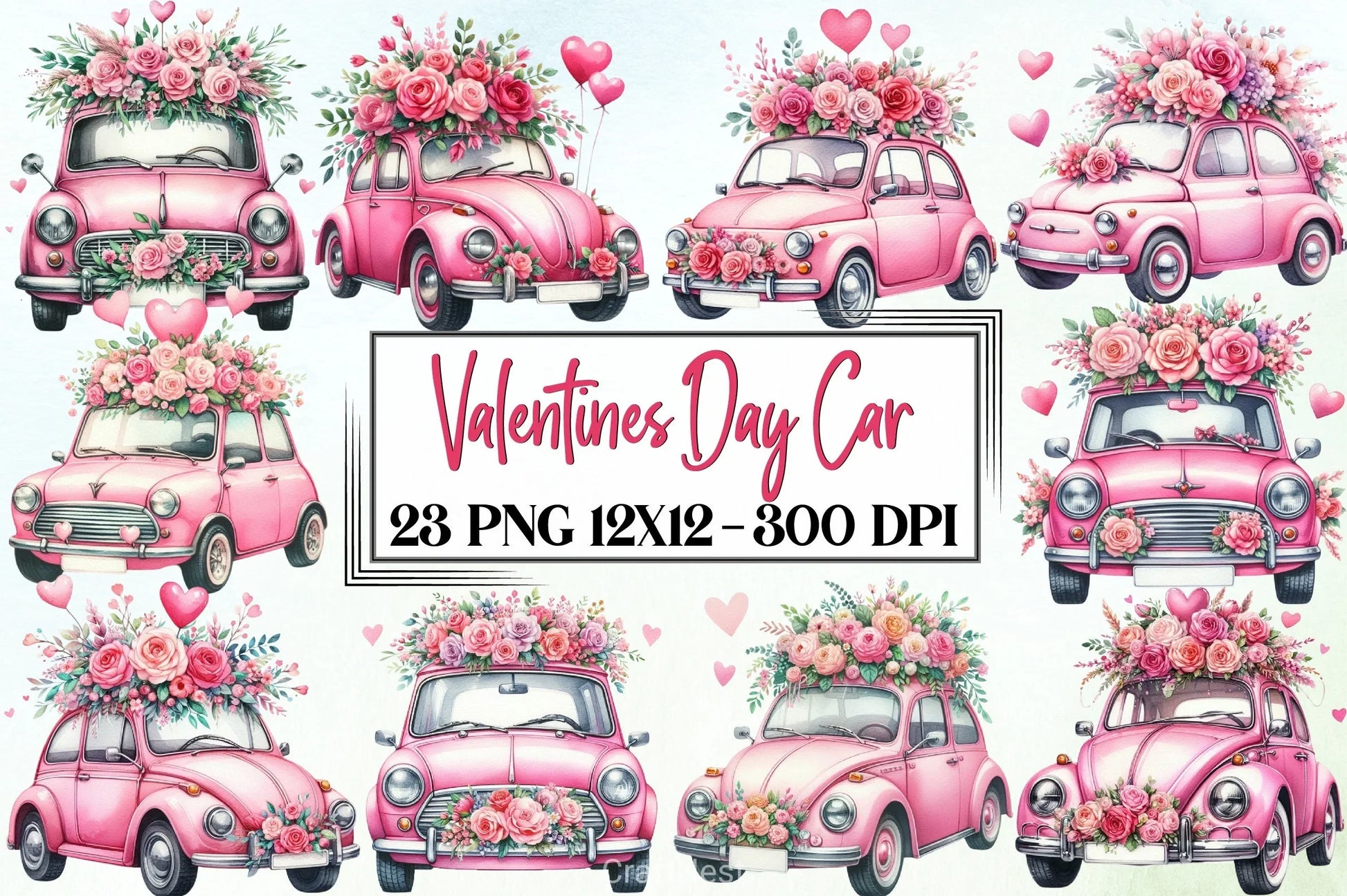 Valentine's Day Car Clipart Bundle - CraftNest - Digital Crafting and Art