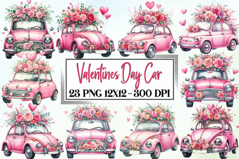 Valentine's Day Car Clipart Bundle - CraftNest - Digital Crafting and Art