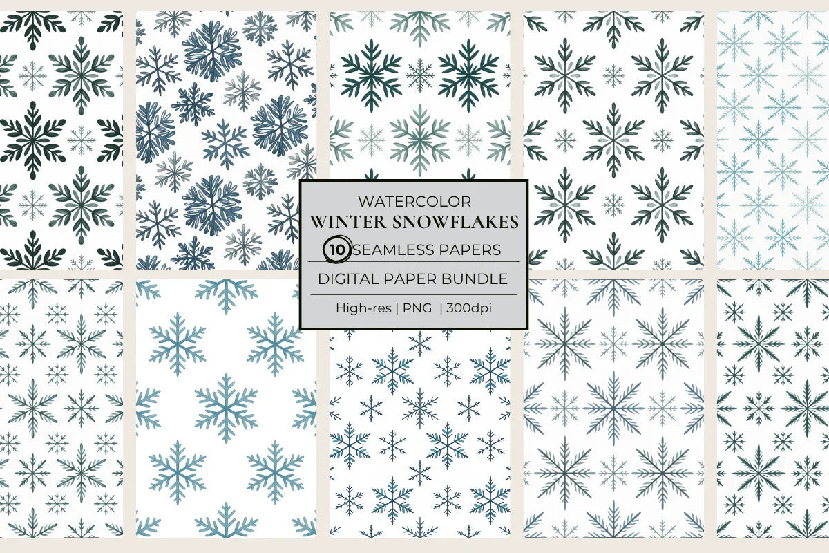 Winter Snowflakes Seamless Papers - CraftNest - Digital Crafting and Art