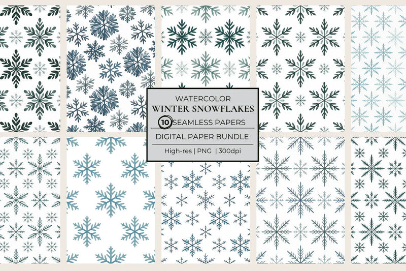 Winter Snowflakes Seamless Papers - CraftNest - Digital Crafting and Art