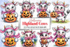 Halloween Highland Cows Clipart Bundle