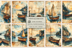 Vintage Boats Junk Journal Papers - CraftNest - Digital Crafting and Art