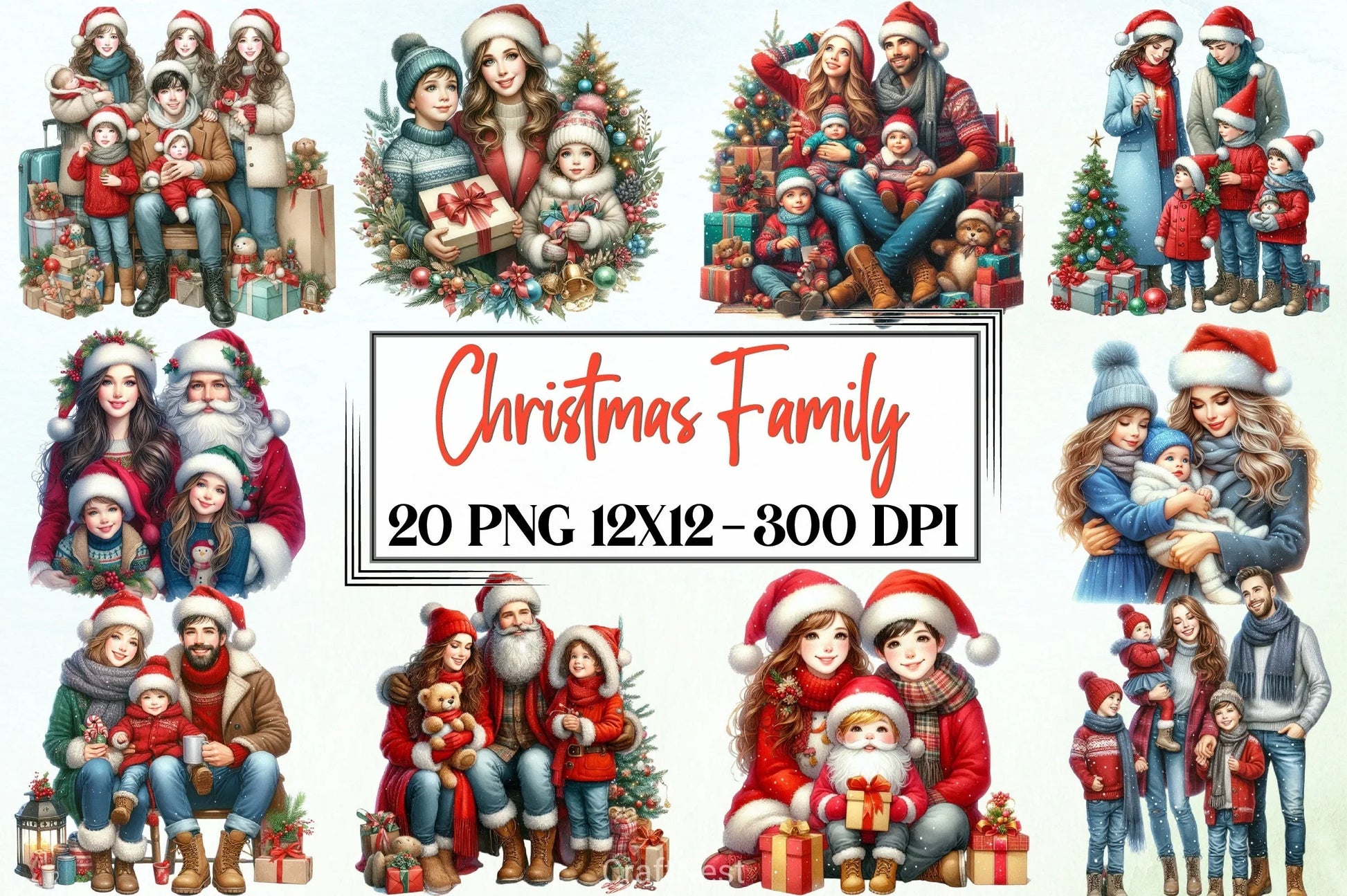 Christmas Family Clipart Bundle - CraftNest - Digital Crafting and Art