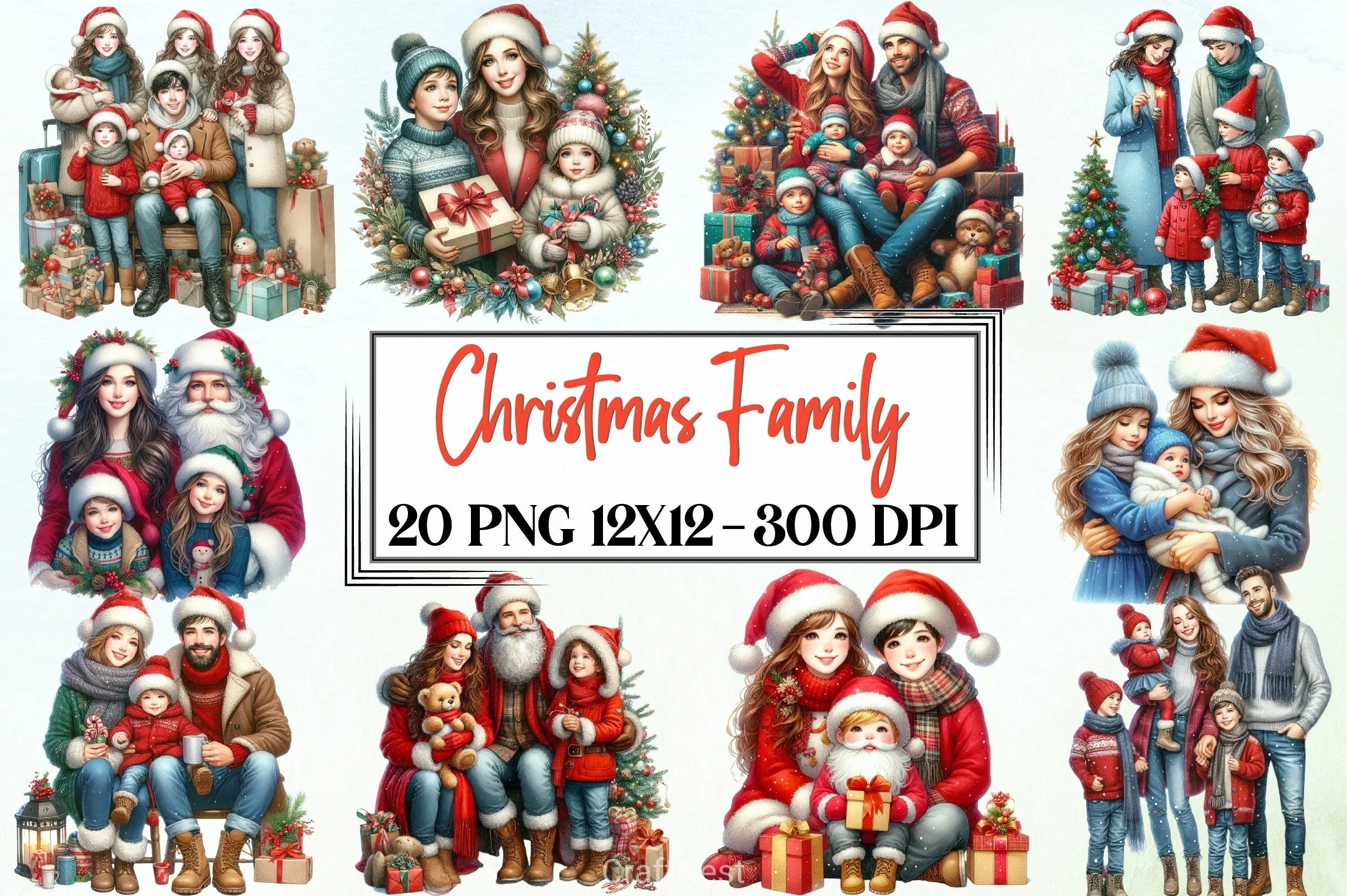Christmas Family Clipart Bundle - CraftNest - Digital Crafting and Art