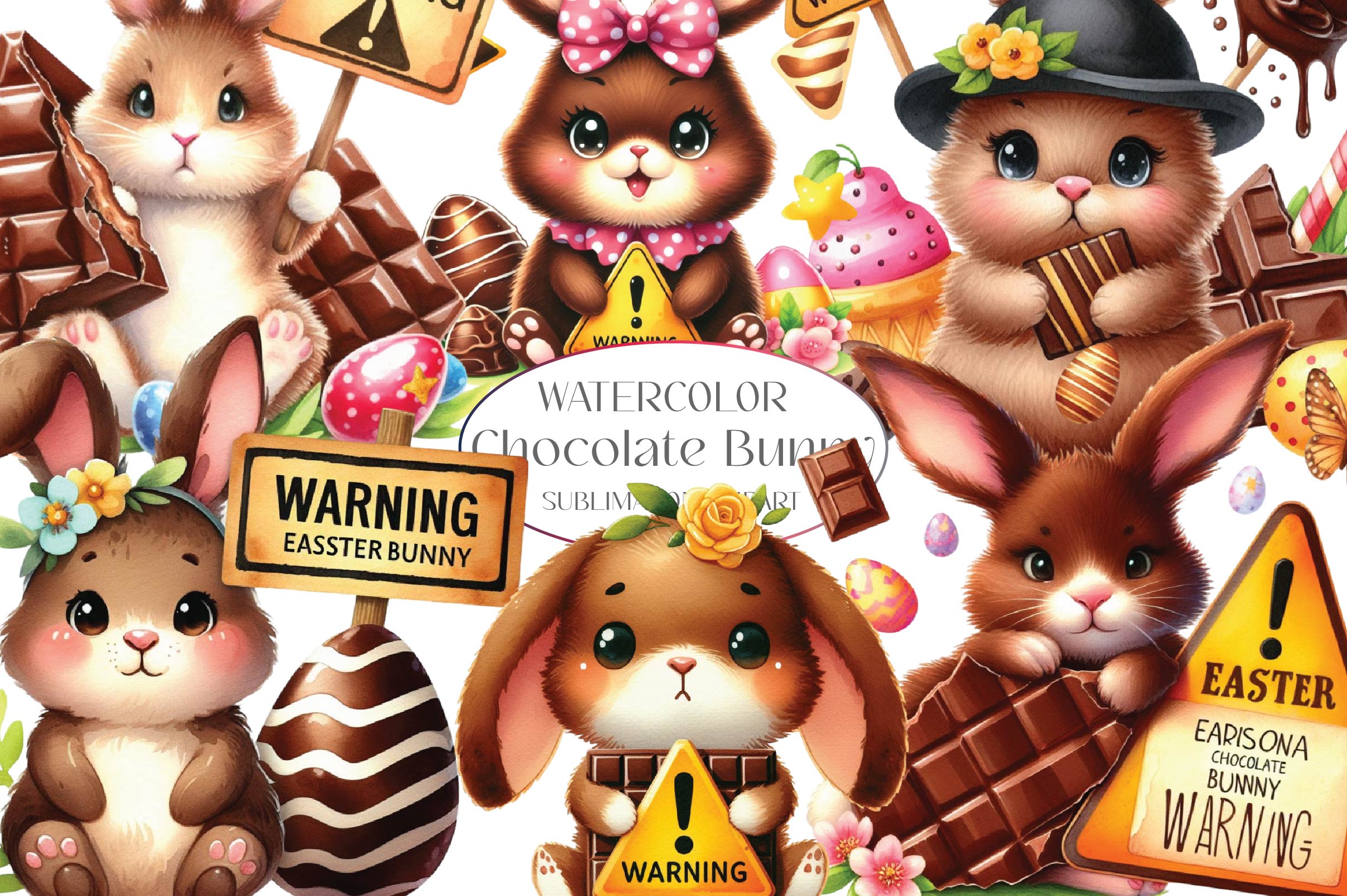 Easter Chocolate Bunny Clipart Bundle