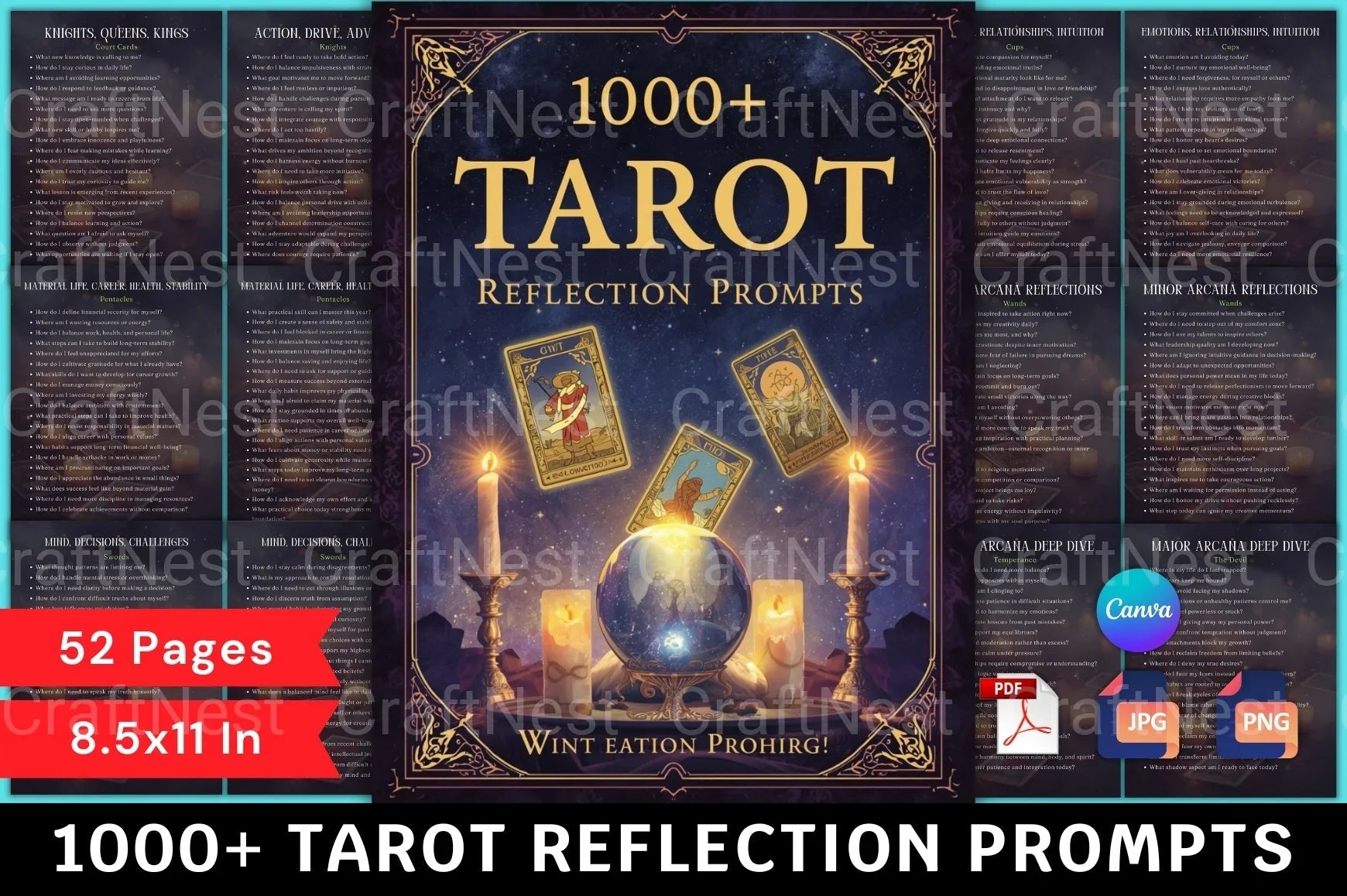 Tarot Reflection Prompts for Insightful Readings - CraftNest - Digital Crafting and Art