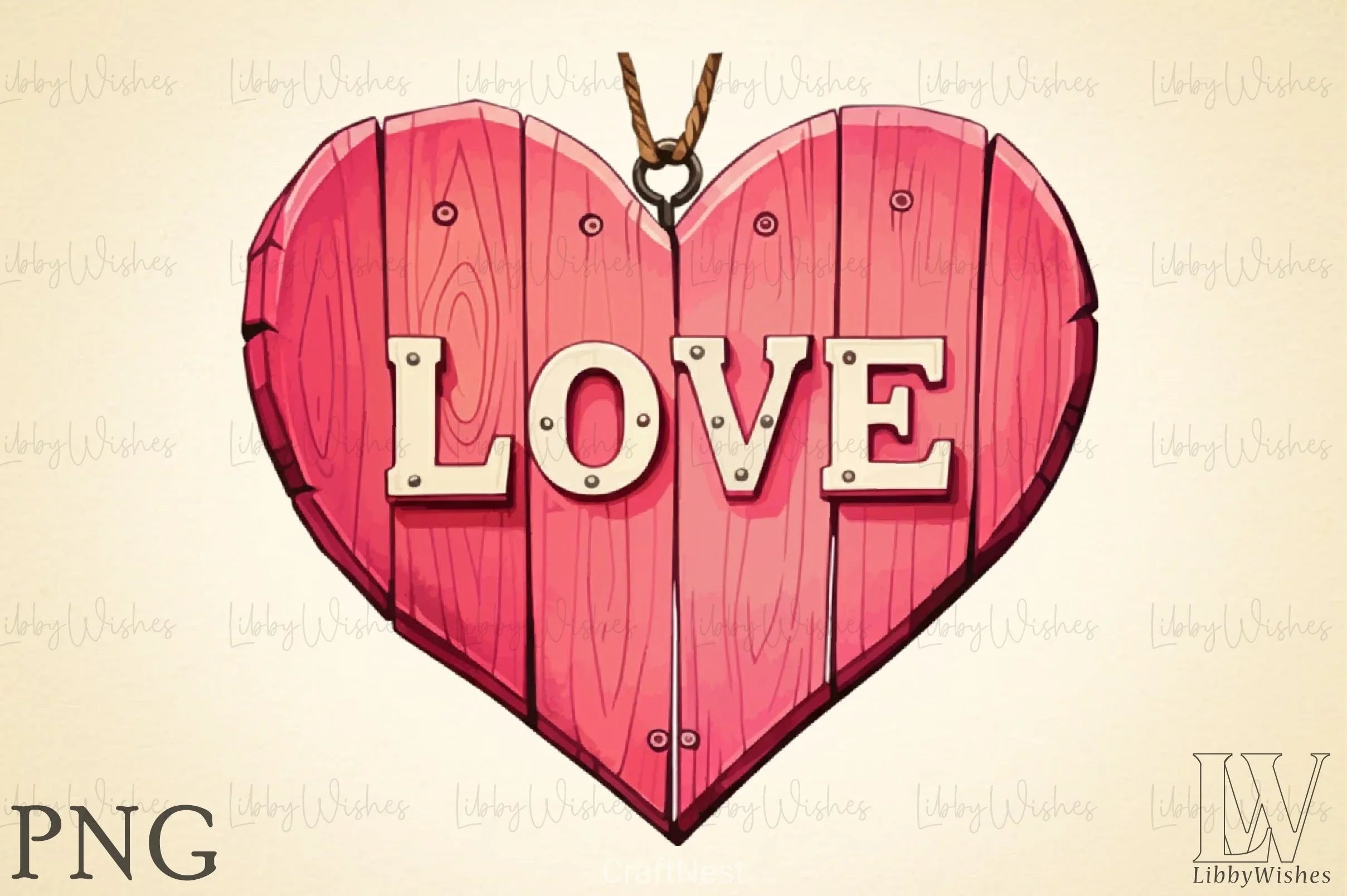 Love Wooden Valentine Clipart Bundle - CraftNest - Digital Crafting and Art