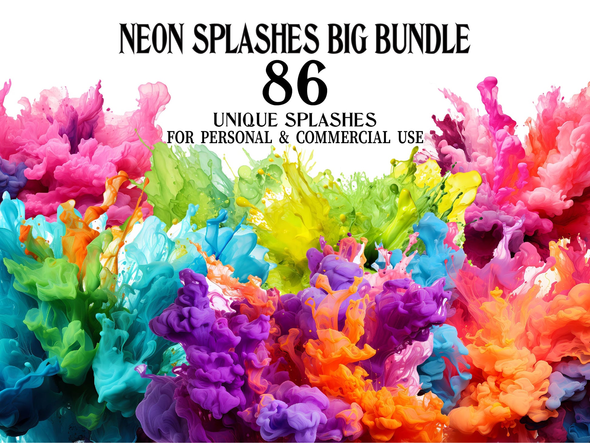 Neon Splashes Clipart - CraftNest