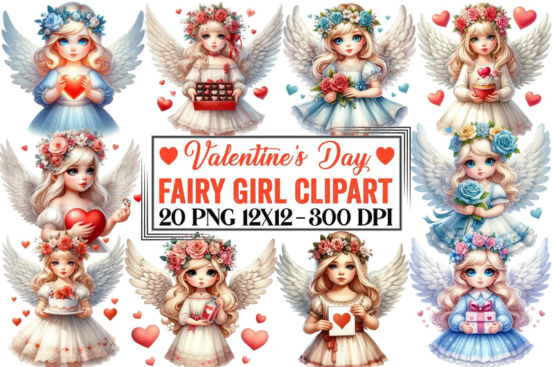 Valentine Fairy Girl Clipart Bundle 4 - CraftNest - Digital Crafting and Art