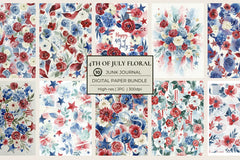4th of July Florals Junk Journal Papers - CraftNest - Digital Crafting and Art