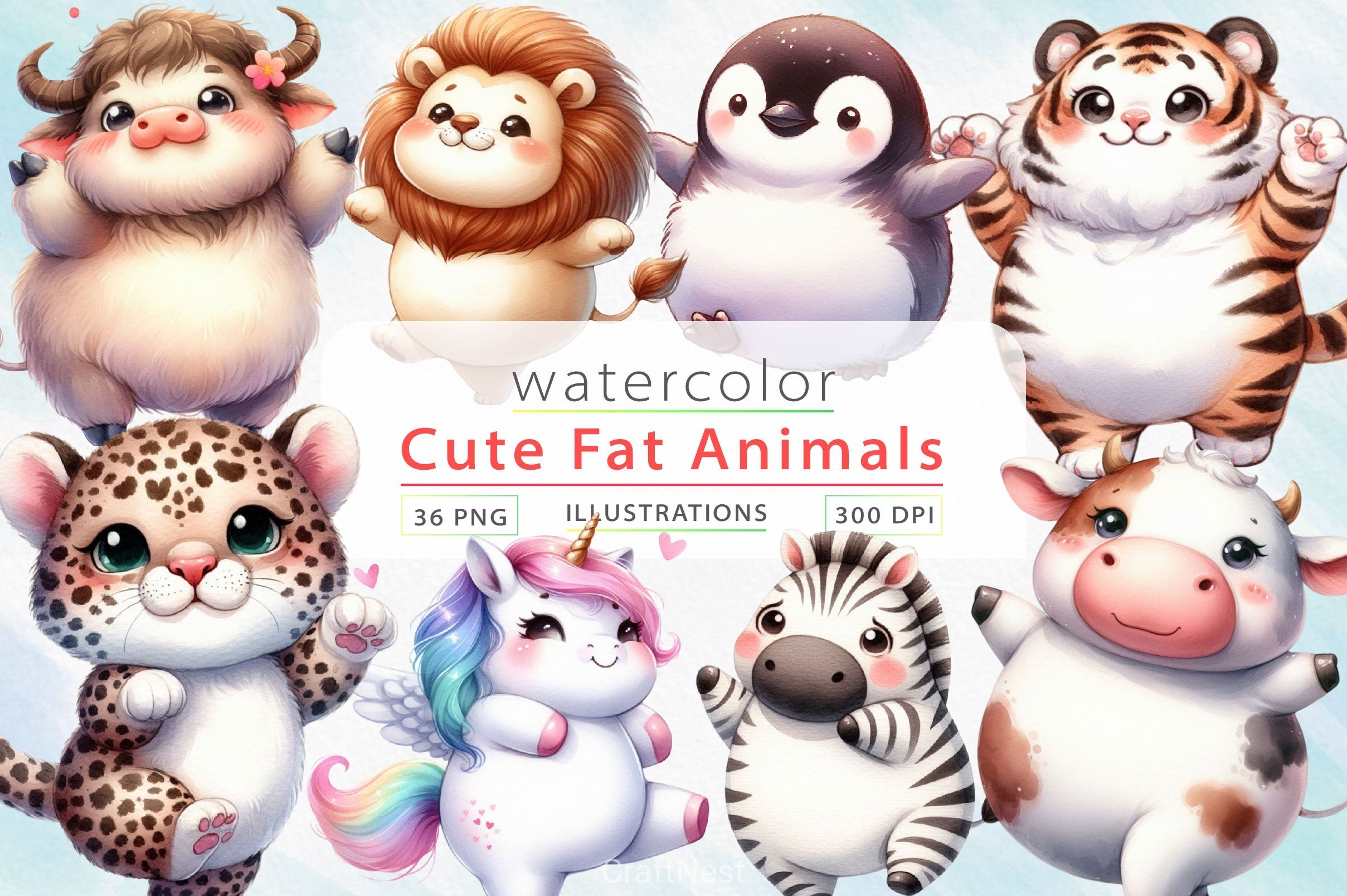 Cute Fat Animals Clipart Bundle 1