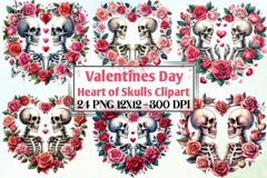 Valentine's Day Skull Heart Clipart Bundle - CraftNest - Digital Crafting and Art