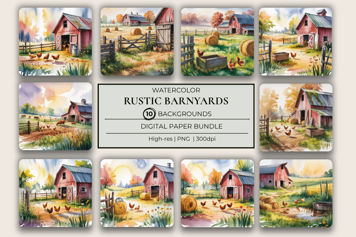 Rustic Barnyard Mornings Background Papers