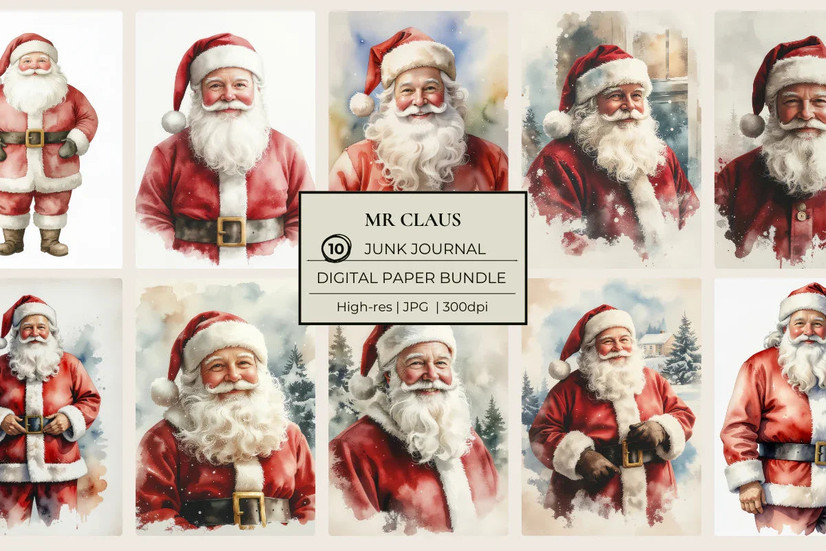 Mr Claus Junk Journal Papers - CraftNest - Digital Crafting and Art