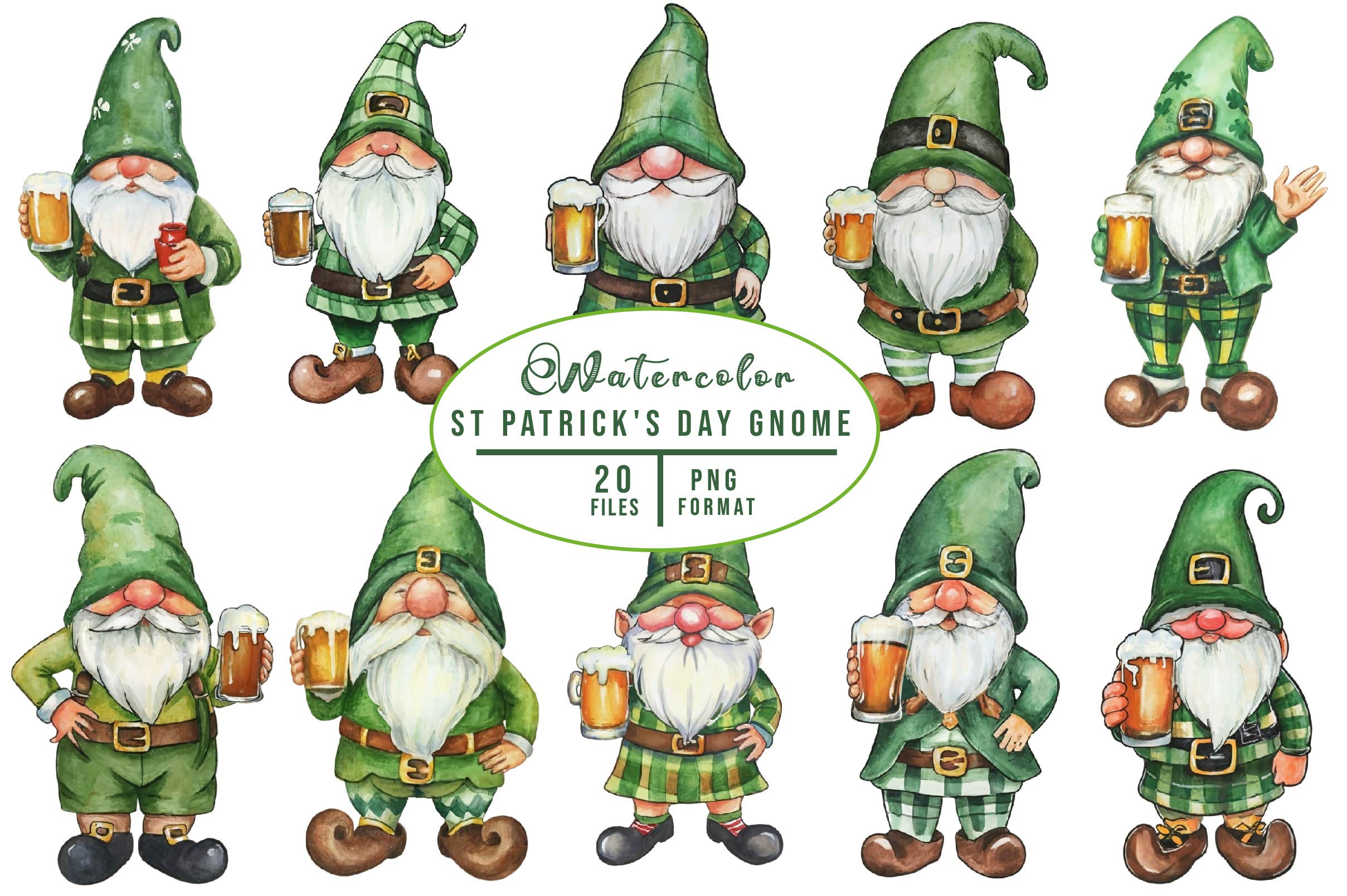 St Patricks Day Gnome Clipart Bundle 1
