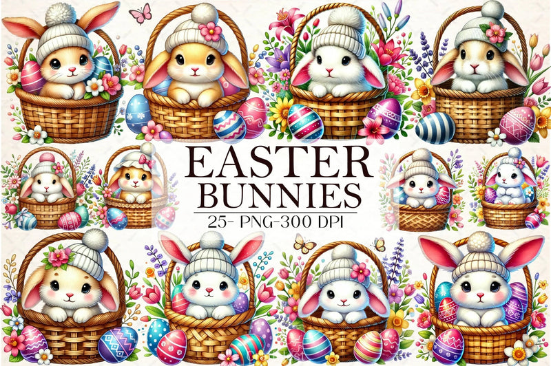 Easter Bunnies Clipart Bundle - CraftNest - Digital Crafting and Art