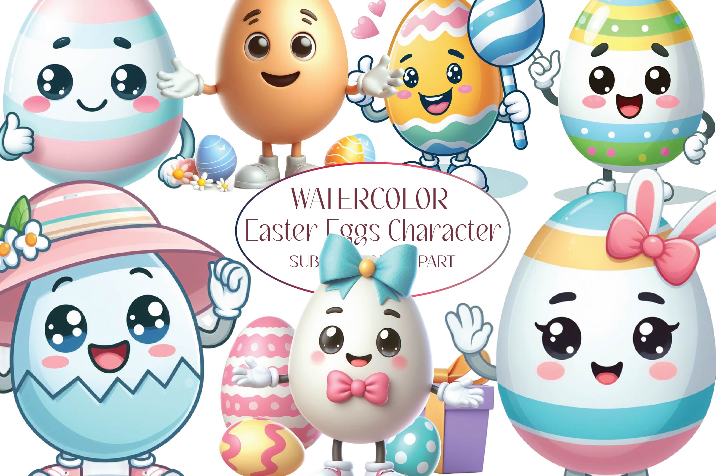 Easter Eggs Character Clipart Bundle