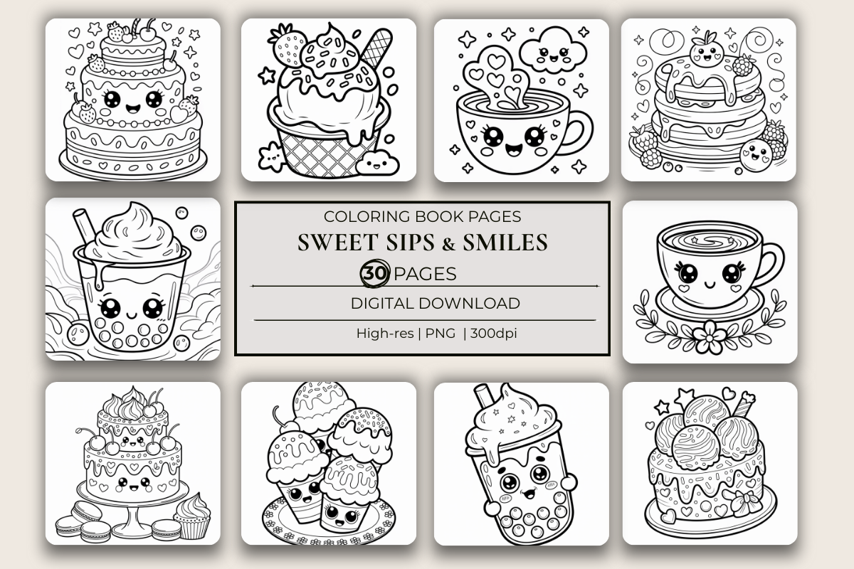 Sweet Sips & Smiles Coloring Book - CraftNest - Digital Crafting and Art