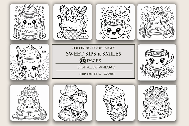 Sweet Sips & Smiles Coloring Book - CraftNest - Digital Crafting and Art