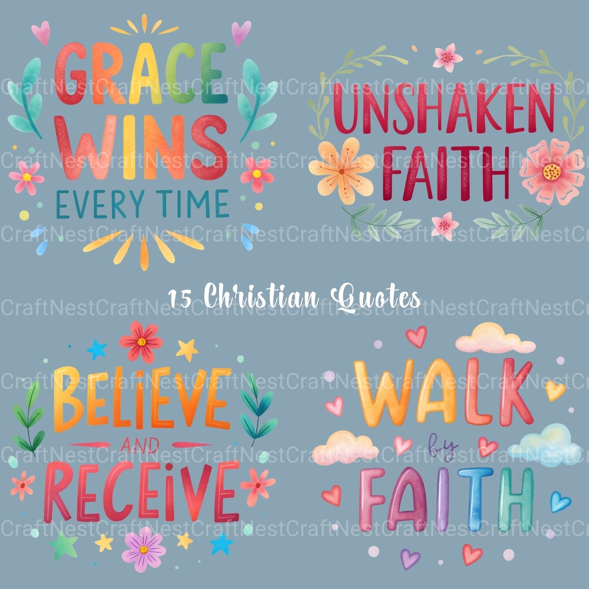 Faith Quotes Clipart Bundle