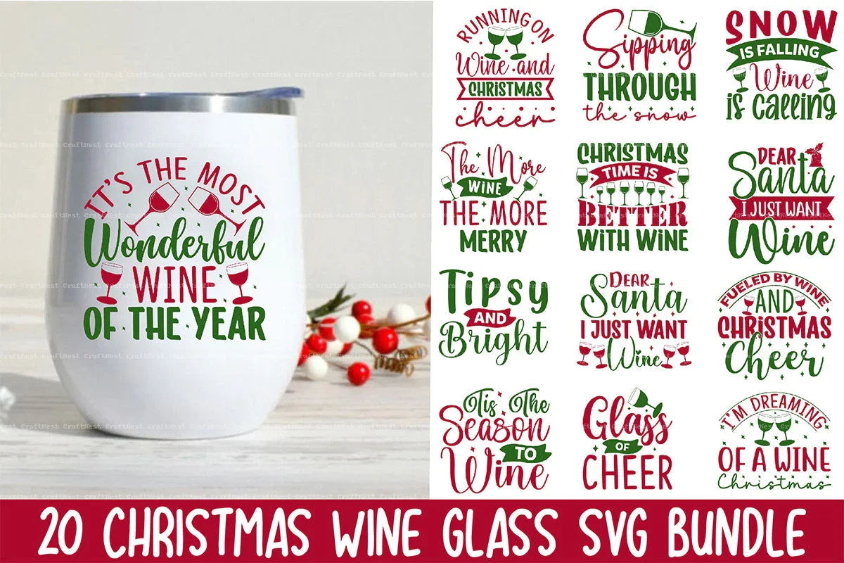 Christmas Wine Glass SVG Bundle