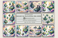 Magical Floating Islands Background Papers - CraftNest - Digital Crafting and Art