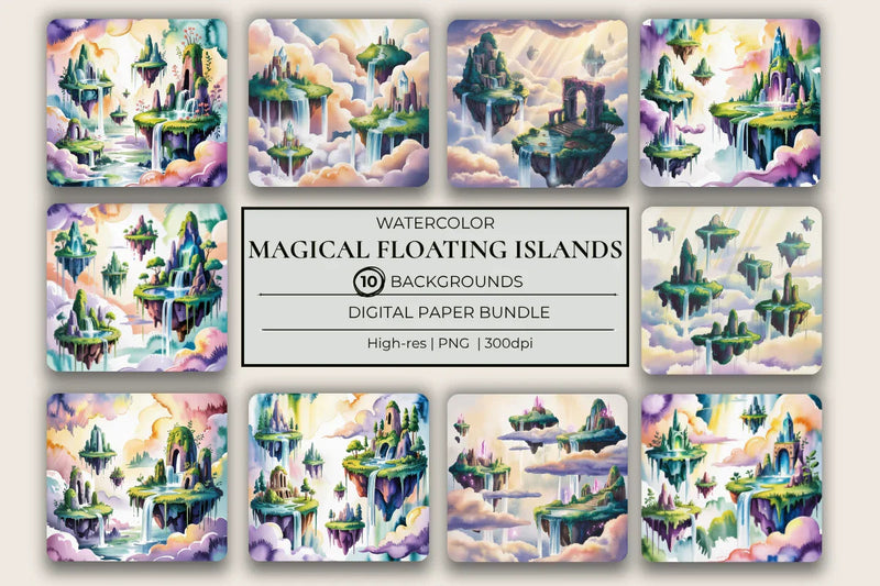 Magical Floating Islands Background Papers - CraftNest - Digital Crafting and Art