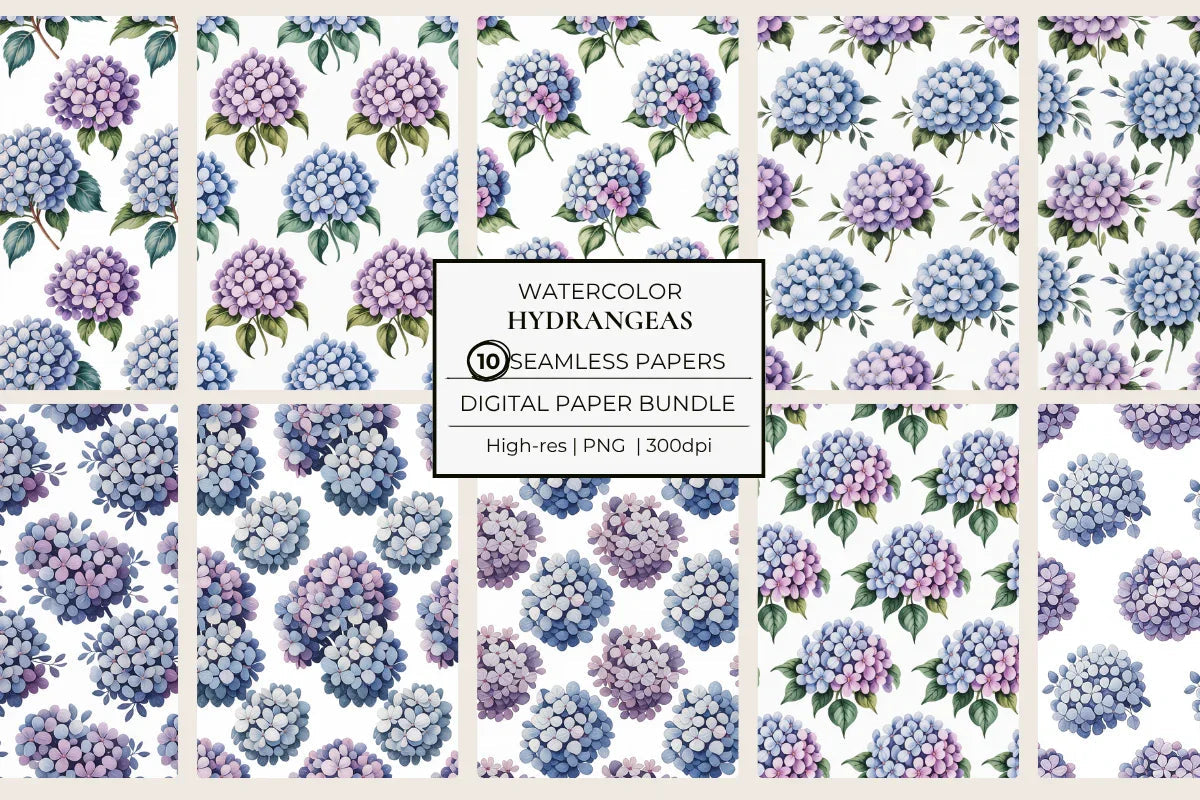 Hydrangeas Seamless Papers - CraftNest - Digital Crafting and Art