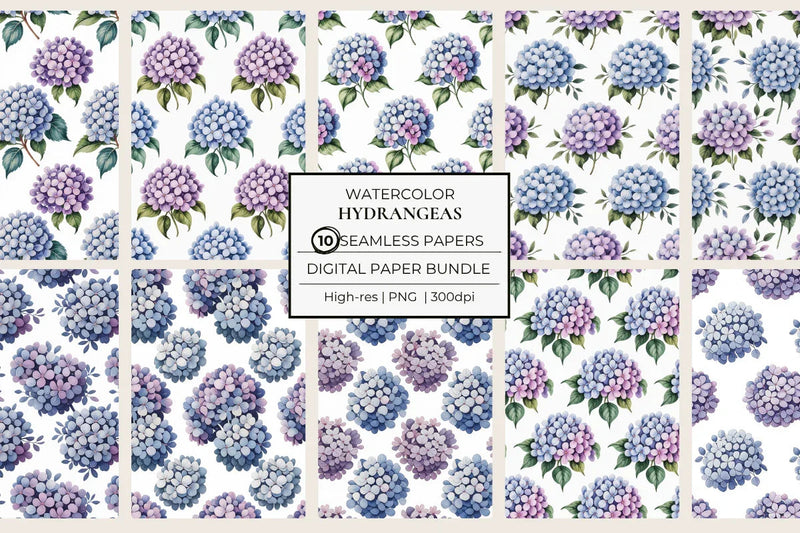 Hydrangeas Seamless Papers - CraftNest - Digital Crafting and Art