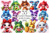 Crochet Bunny With Fruits Clipart Bundle 2