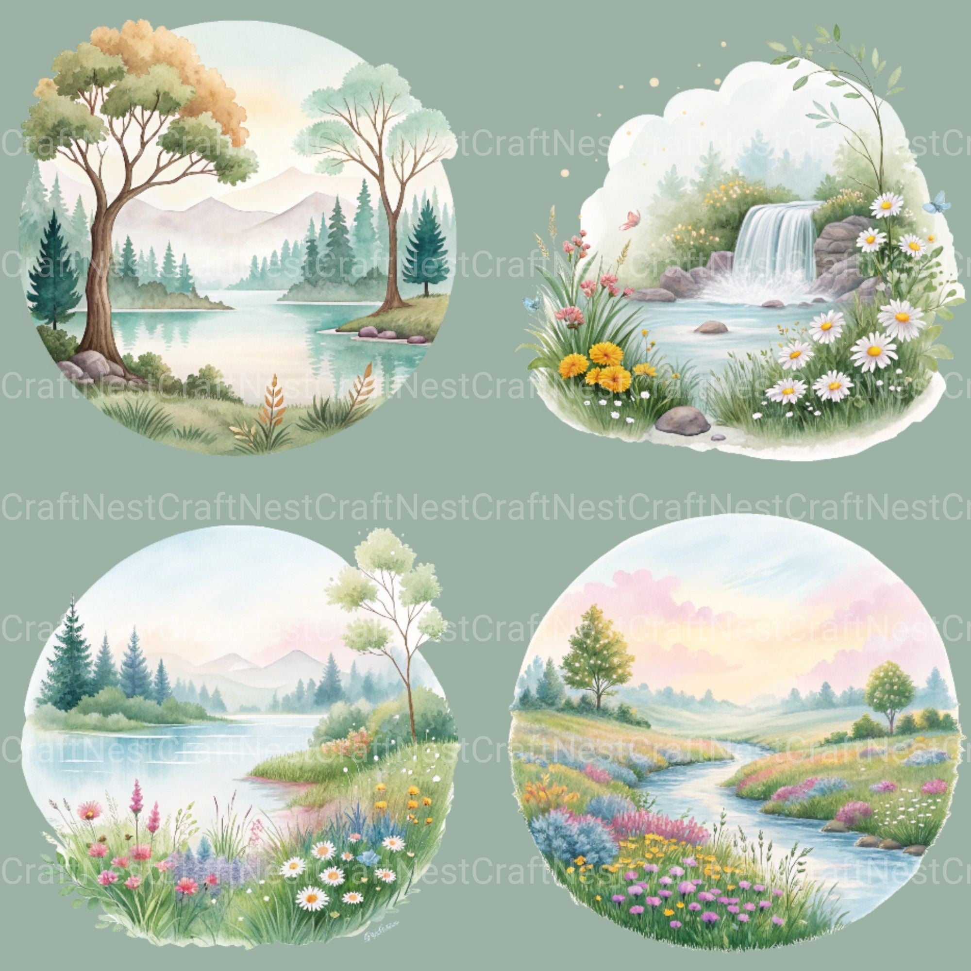 Dreamy Landscapes Clipart Bundle