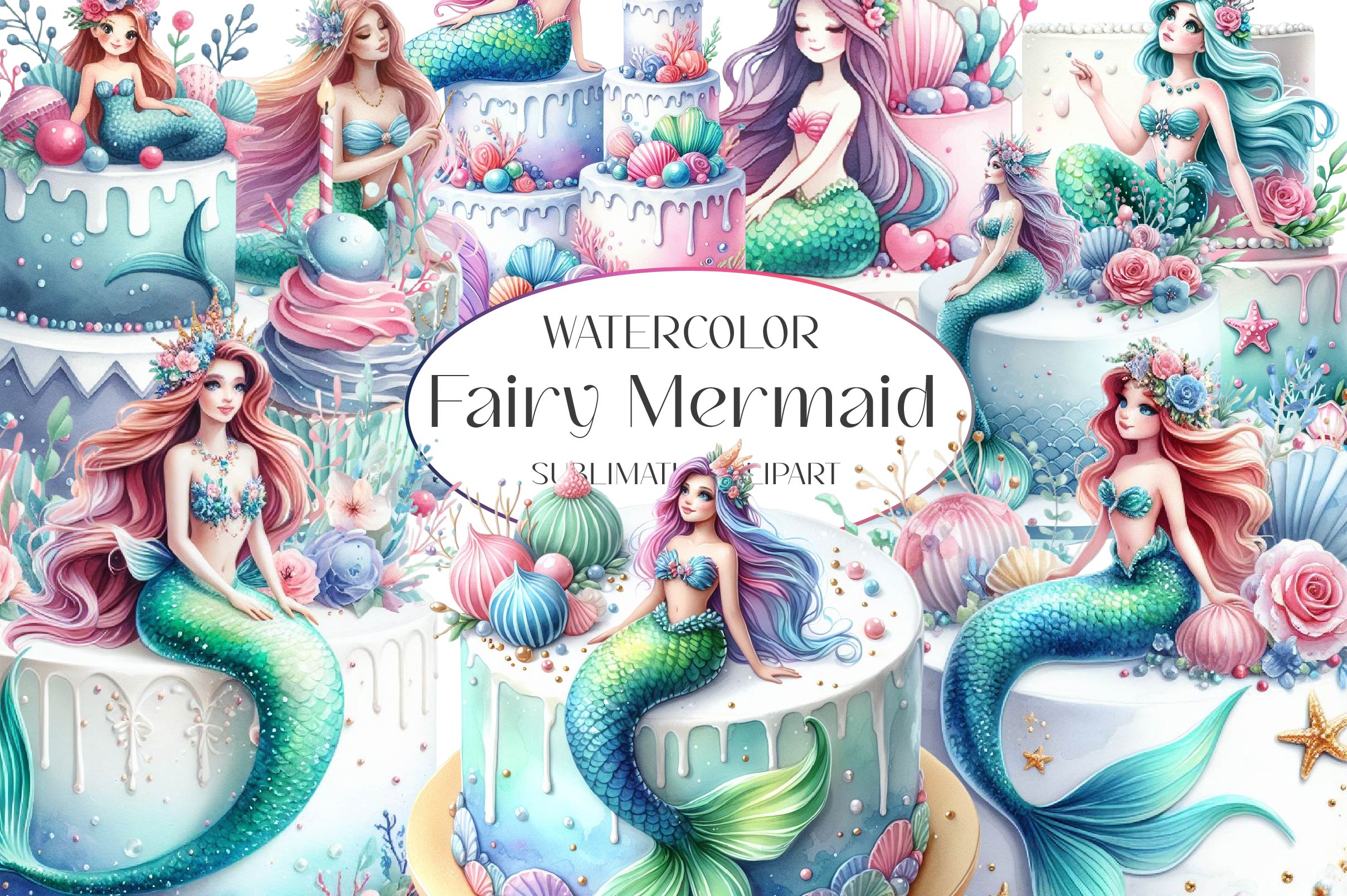 Fairy Mermaid Clipart Bundle