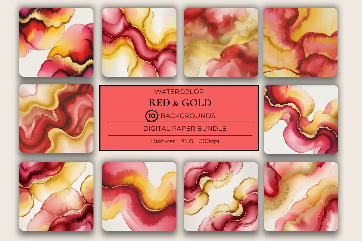 Red & Gold Background Papers - CraftNest - Digital Crafting and Art