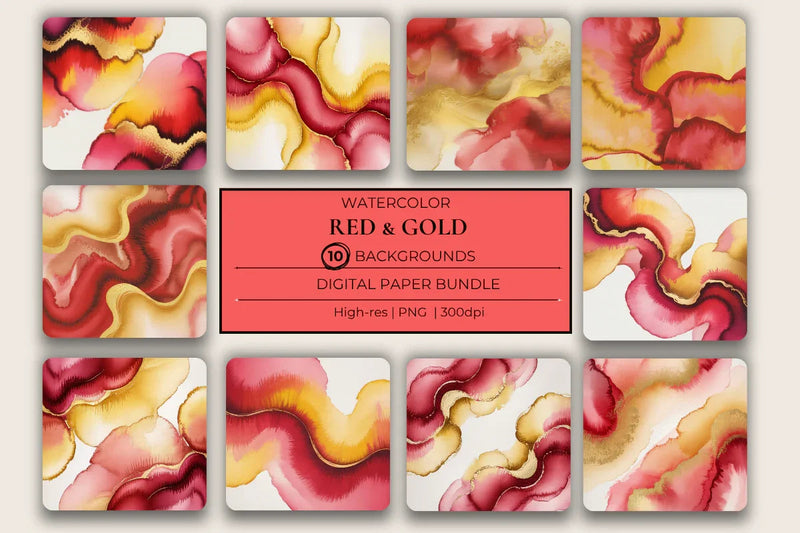 Red & Gold Background Papers - CraftNest - Digital Crafting and Art