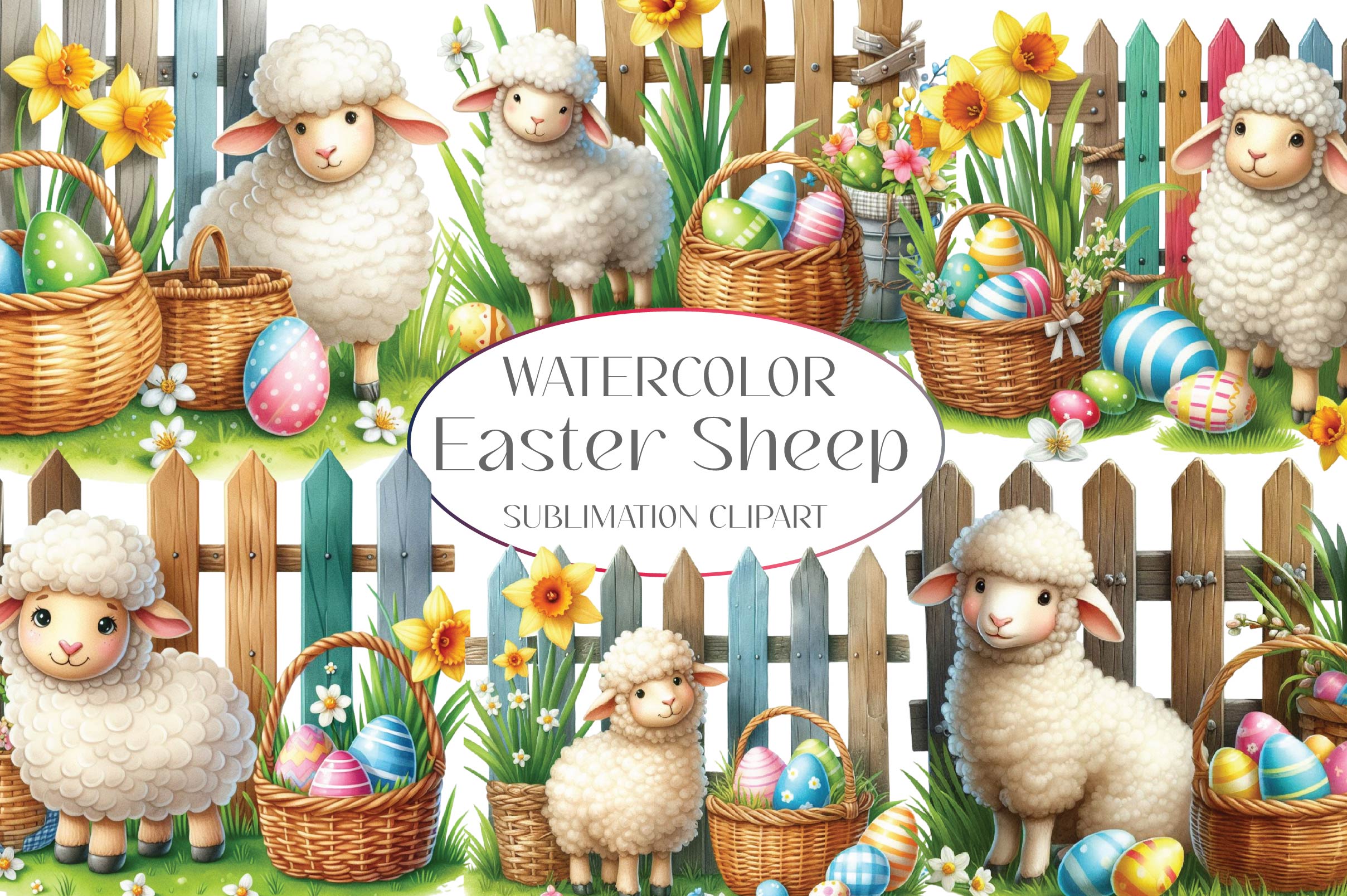 Easter Sheep Clipart Bundle 1