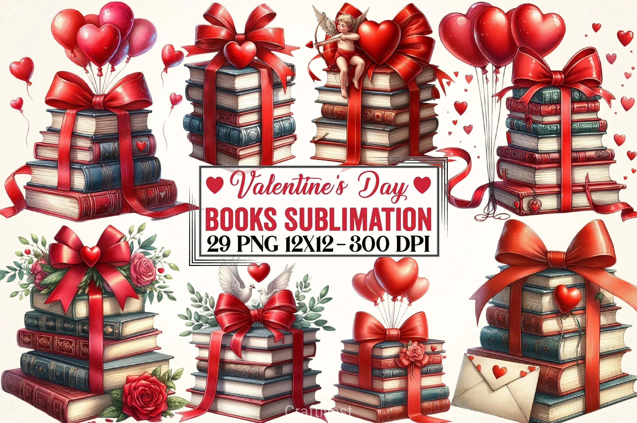 Valentine's Books Clipart Bundle - CraftNest - Digital Crafting and Art