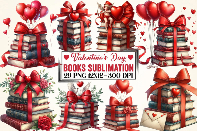 Valentine's Books Clipart Bundle - CraftNest - Digital Crafting and Art
