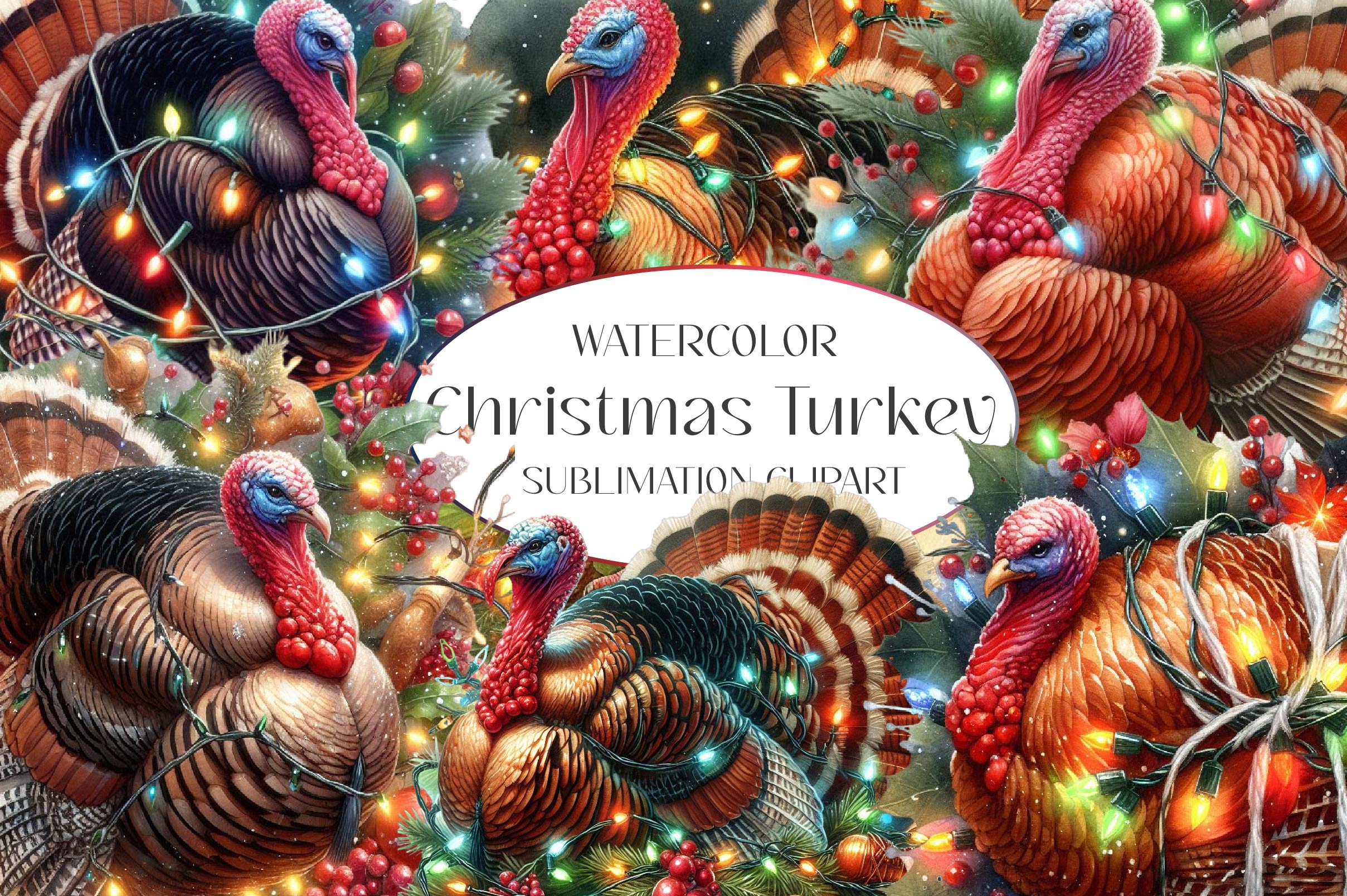 Christmas Turkey Clipart Bundle